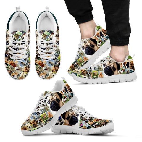 Lovely Pug Print-(Black/White) Running Shoes For Men-Express Shipping