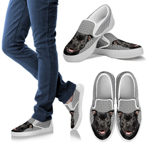 Staffordshire Bull Terrier Dog Print Slip Ons For Women-Express Shipping