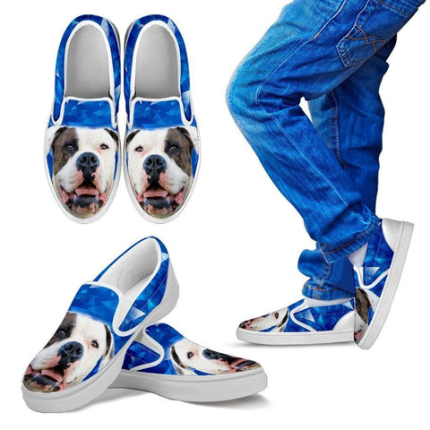 American Bulldog Print Slip Ons For Kids- Express Shipping