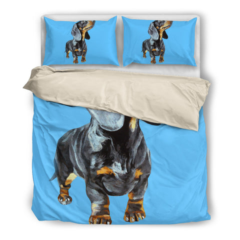 Black Dachshund Dog blue duvet