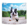 Boston Terrier Running Print Tapestry-Free Shipping