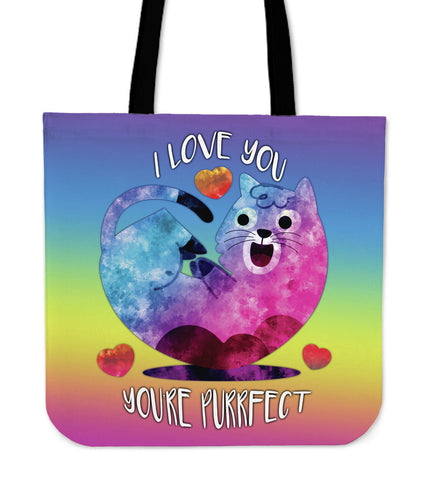 I Love You You're Purrfect Tote Bag for Cat Lovers