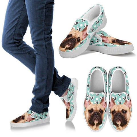 French Bulldog Print Slip Ons For Women- Express Shipping