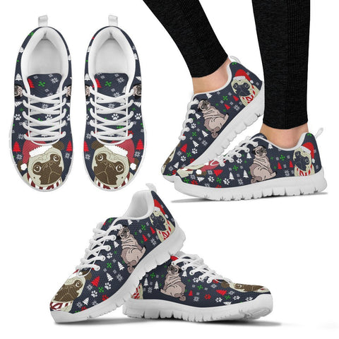 Pug Dog Christmas Print Running Shoes For Women-Free Shipping