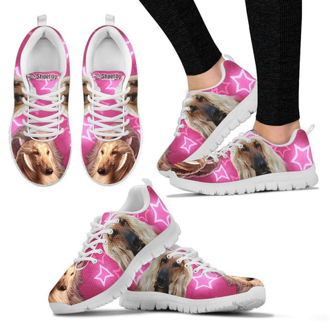 Afghan Hound On Pink Print Running Shoes For Women- Free Shipping