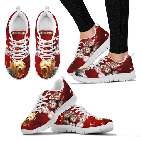 Yorkie On Red-Women's Running Shoes-Free Shipping