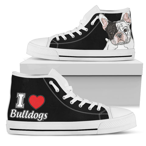 Bulldog Women's High Top - Black with White Soles