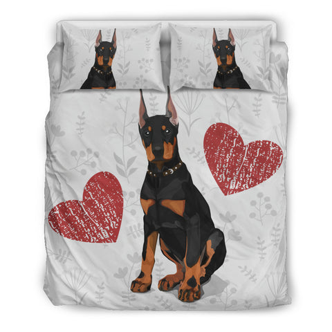 I Love Dobermans Bedding Set for Lovers of Doberman Dogs