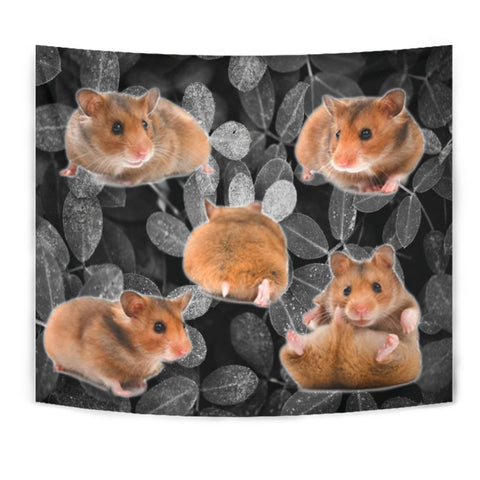 Djungarian Hamster On Black Print Tapestry-Free Shipping