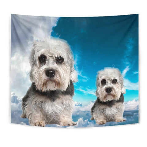 Dandie Dinmont Terrier On Sky Blue Print Tapestry-Free Shipping