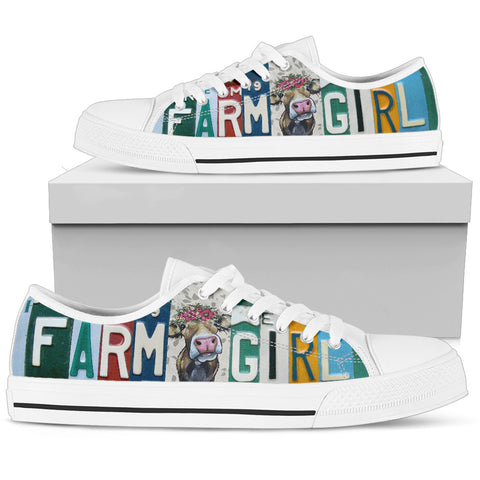 "Farm Girl" License Plate Shoes for Farm and Cow Lovers