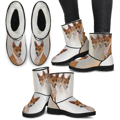 Basenji Print Faux Fur Boots For Women-Free Shipping