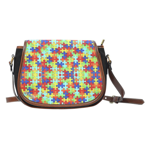 Autism Symbol Canvas/Leather Trim Saddle Bag- Free Shipping-Paww-Printz-Merchandise