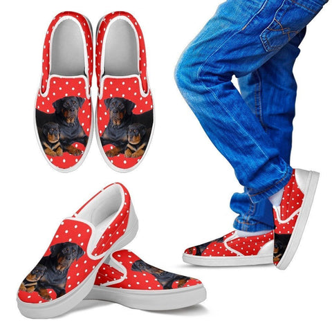 Rottweiler Dog Print Slip Ons For Kids-Express Shipping