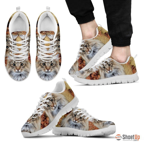 Norwegian Forest Cat Print (White/Black) Running Shoes For Men-Free Shipping