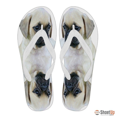 Puggle Puppy Print Flip Flops For Women-Free Shipping