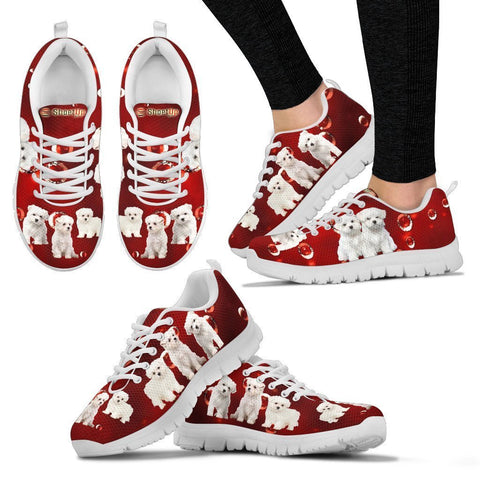 Maltese On Red-Women's Running Shoes-Free Shipping