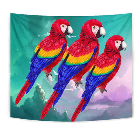 Scarlet Macaw Parrot Print Tapestry-Free Shipping