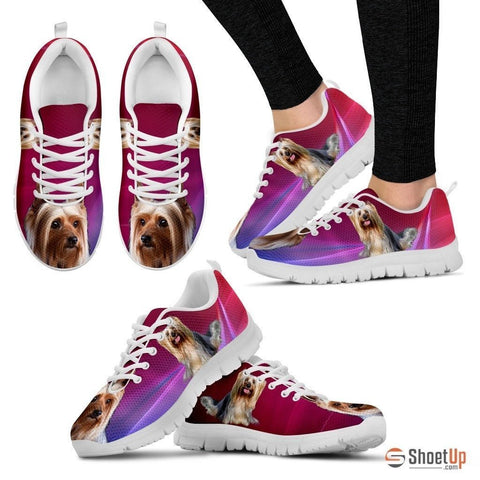 Cute Silky Terrier Print Sneakers For Women(White/Black)- Free Shipping