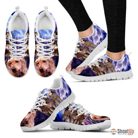 Golden Retriever With Glass Print Running Shoe For Women- Free Shipping