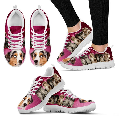 Miniature American Shepherd (Herding dog) Print Sneakers For Women(White)- Free Shipping