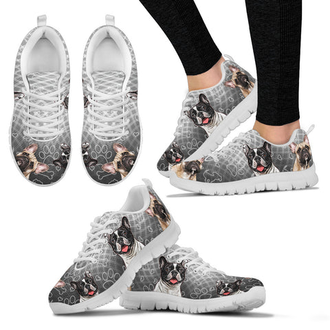 FRENCH BULLDOG Women's Sneakers - Gray/White