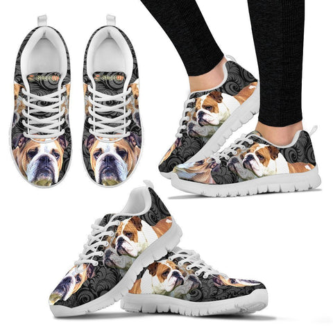 Bulldog On Black-Women's Running Shoes-Free Shipping