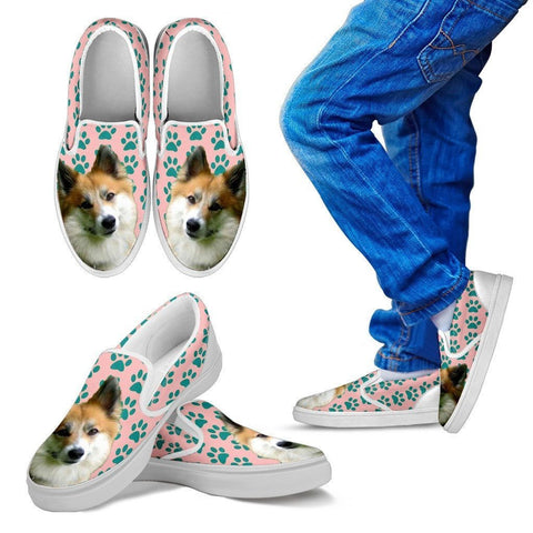 Icelandic Sheepdog Print Slip Ons For Kids-Express Shipping