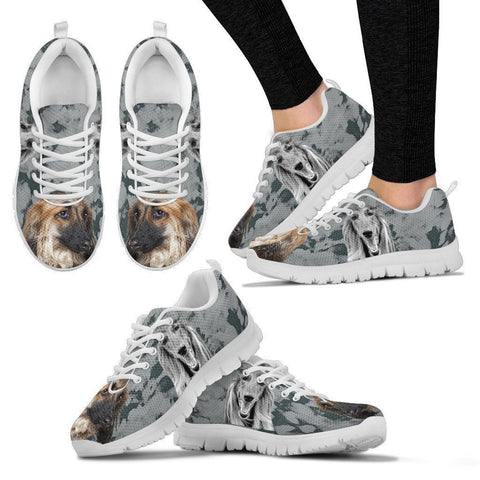 Afghan Hound Black White Dog Print Running Shoes For Women-Free Shipping