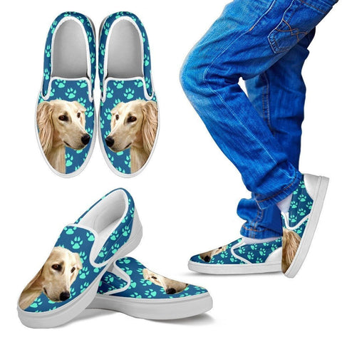 Saluki Dog Print Slip Ons For Kids-Express Shipping