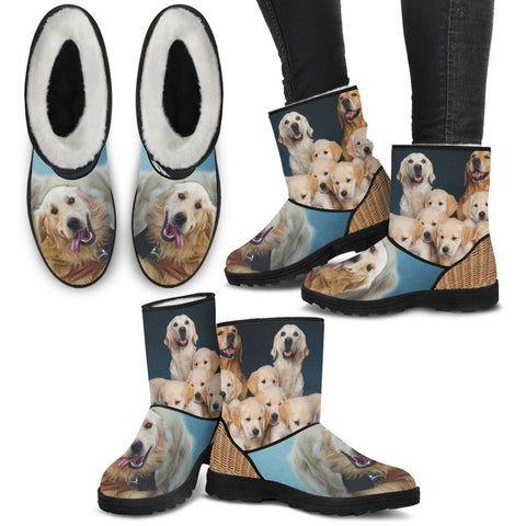 Golden Retriever Print Faux Fur Boots For Women-Free Shipping