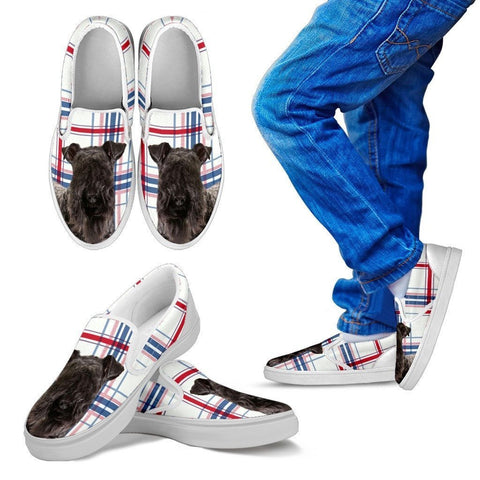 Kerry Blue Terrier Print Slip Ons For Kids-Express Shipping