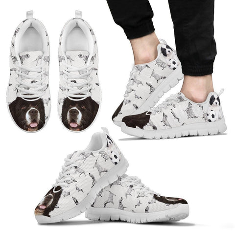Landseer Print Running Shoes For Men(White/Black)- Express Shipping