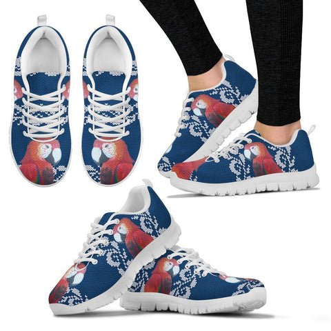 Scarlet Macaw Parrot Print Christmas Running Shoes For Women-Free Shipping