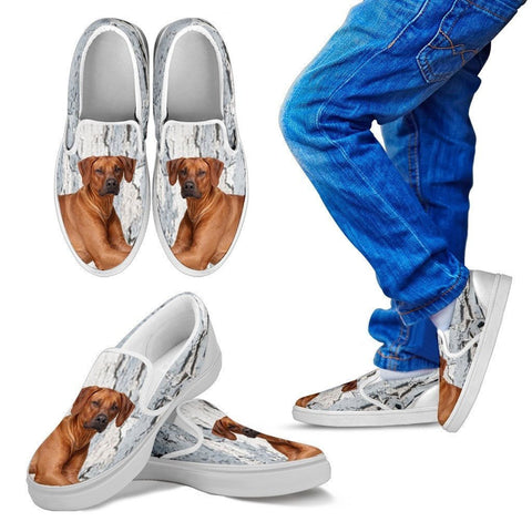 Rhodesian Ridgeback Dog Print Slip Ons For Kids-Express Shipping