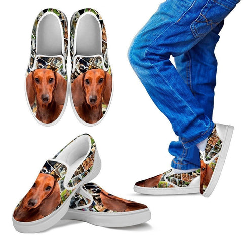 Amazing Dachshund Dog Print Slip Ons For Kids-Express Shipping