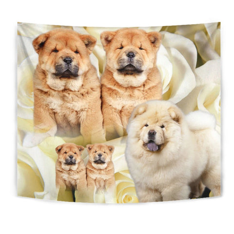 Chow Chow On Yellow Print Tapestry-Free Shipping