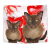 Burmese Cat On Red Print Tapestry-Free Shipping