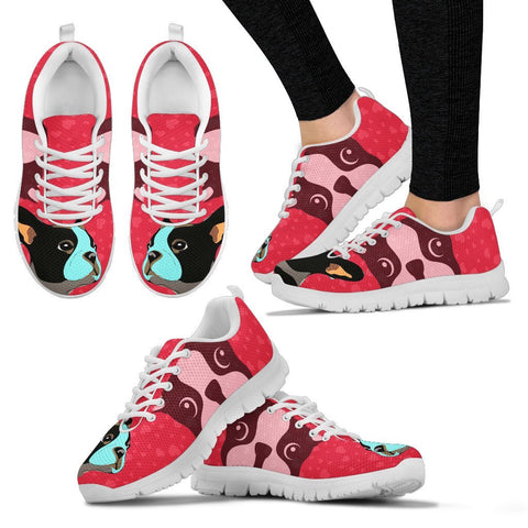 Valentine's Day Special-Boston Terrier Art On Red Print Running Shoes For Women-Free Shipping