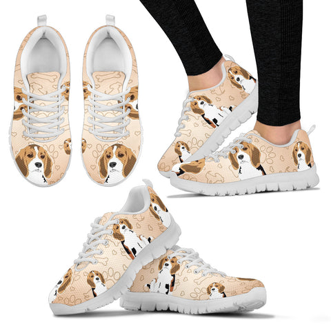 Cute Beagle Women's Sneakers - White