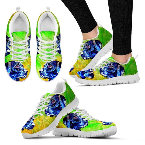 Painted Labrador Print (Black/White) Running Shoes For Women-Free Shipping