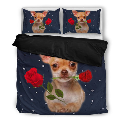Valentine's Day Special-Chihuahua With Rose Print Bedding Set-Free Shipping