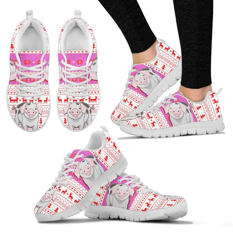 Gloucestershire Old Spots Pig Print Christmas Running Shoes For Women- Free Shipping