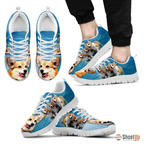Pembroke Welsh Corgi Print Running Shoes For Men(White)- Free Shipping