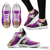 Somali Cat Print Sneakers With Purple Background For Women- Free Shipping