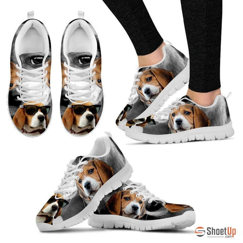 Beagle Dog With Glasses Print Running Shoe (Women)- Free Shipping