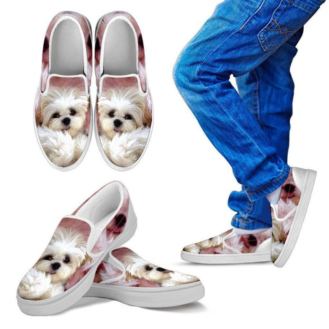 Shih Tzu Print Slip Ons For Kids- Express Shipping