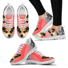 Customized Dog On Pink Print Running Shoes For Women- Design By Sandy Hunter-Express Shipping
