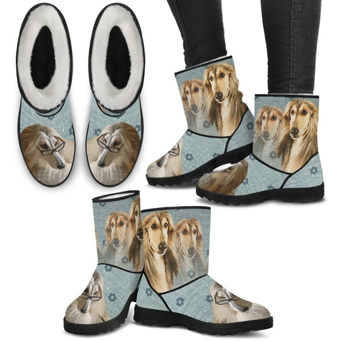 Afghan Hound Print Faux Fur Boots For Women-Free Shipping
