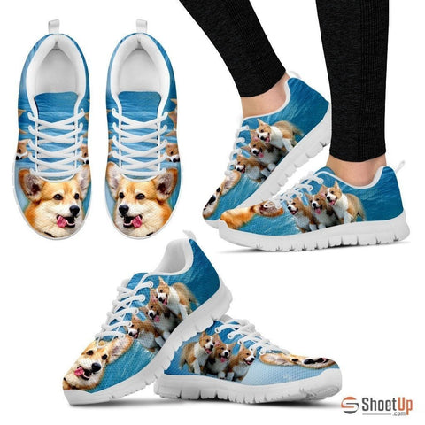 Pembroke Welsh Corgi Print Running Shoes For Women(White)- Free Shipping